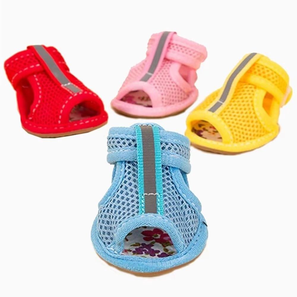 4Pcs Soft-sole Pet Sandals Non-slip Cooling Dog Boots Cute Dog Foot Cover For Small Medium Pets