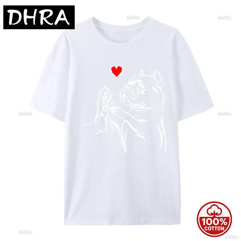 Gift Short Sleeve Tops Tees Mother Day Family Round Collar Pure Cotton Tshirts Unisex Tshirts American Bully Love Cute Pitbull