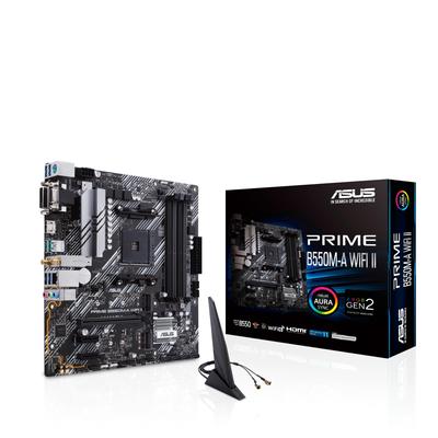 ASUS AMD B550 PRIME WIFI II Micro ATX два PCIe 1Gb SATA 6 B550M-A (WI-FI) (Райзен АМ4) материнская плата, M.2, 4.0, Wi-Fi 6, Ethernet, HDMI, DVI-D, D-Sub,