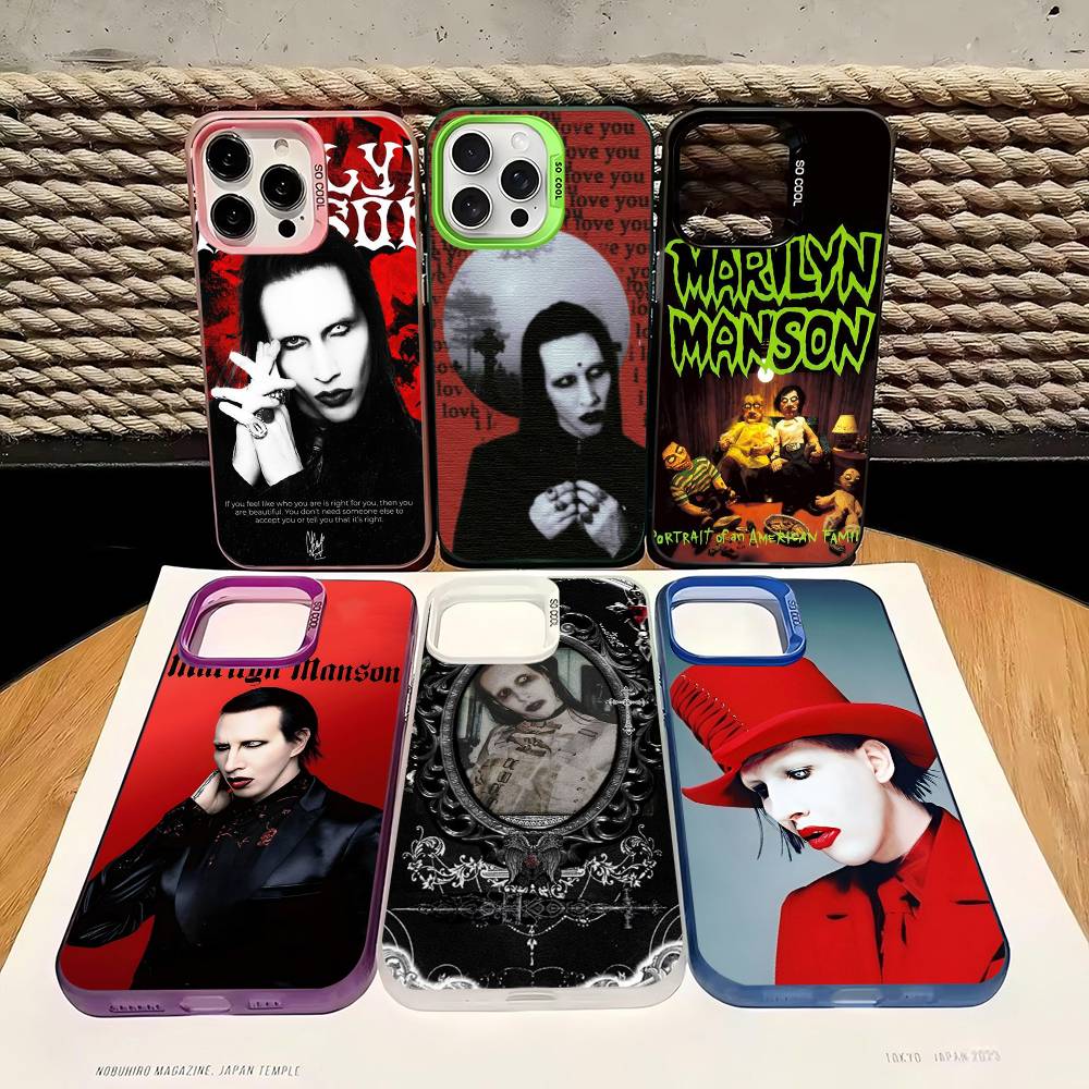 Чехол для телефона Marilyn Manson Rock Band Для IPhone 16 15 14 13 12 11 Pro Max 17 Plus Цветная крышка