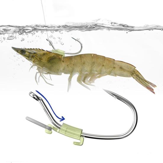 10/20/30Pcs Luminous Live Shrimp Fixing Hook Heavy Duty Metal Barbed Fishhook Freshwater Saltwater Catfish Bass Fishing Hook Fishing Accessories