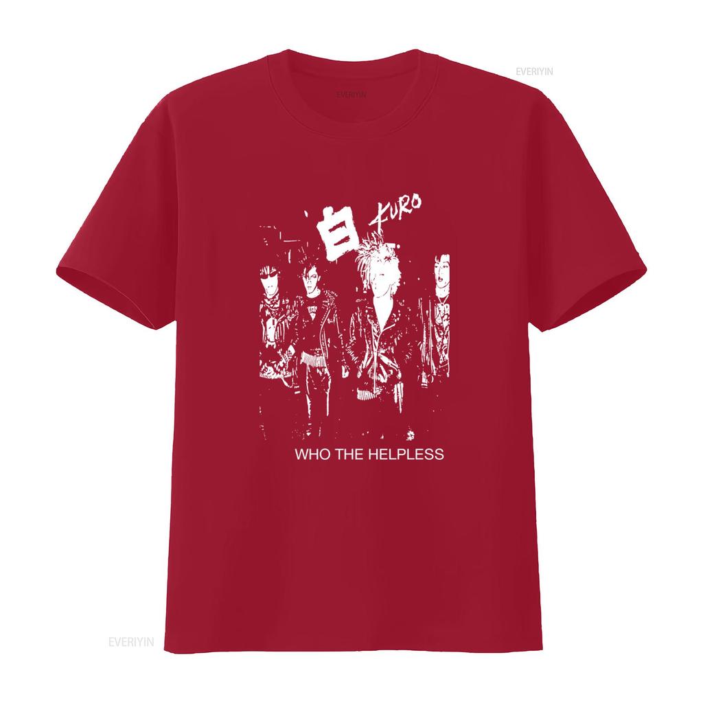 Kuro Who The Helpless Punk Rock Band Print T Shirt for Men Stylish and Edgy Design vintage Washed Versatile Casual