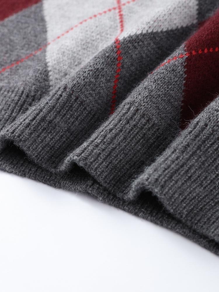 Женский жаккардовый вязаный свитер с ромбовидным узором, с круглым вырезом, женский теплый и модный зимний пуловер с круглым вырезом 2025