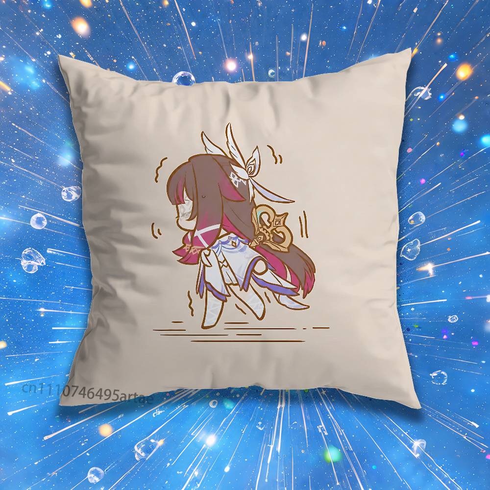 GGenshin Columbina Impact Vintage Anime Pillow for Sofa Seat Chair DecorativeModern Home Decor Print Throw Cushion