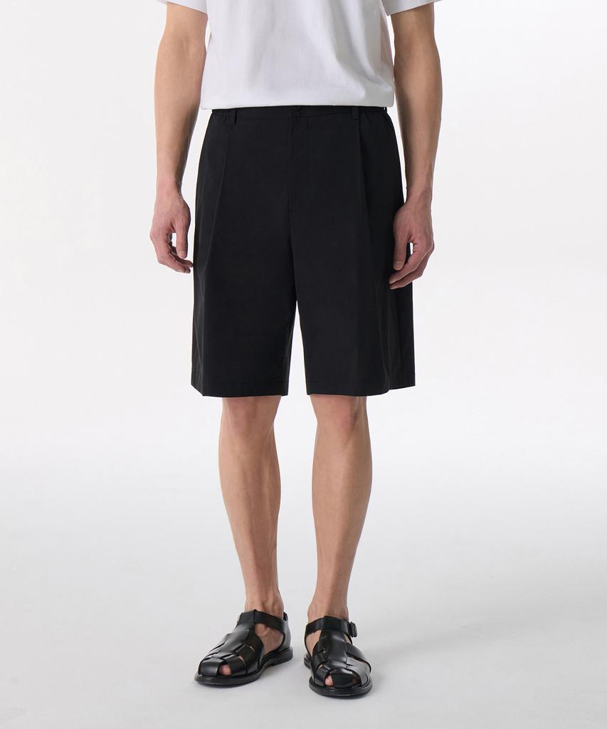 MUSINSA STANDARD Solotex One-Pleat Wide Comfort Elastic Waist Shorts [Black]