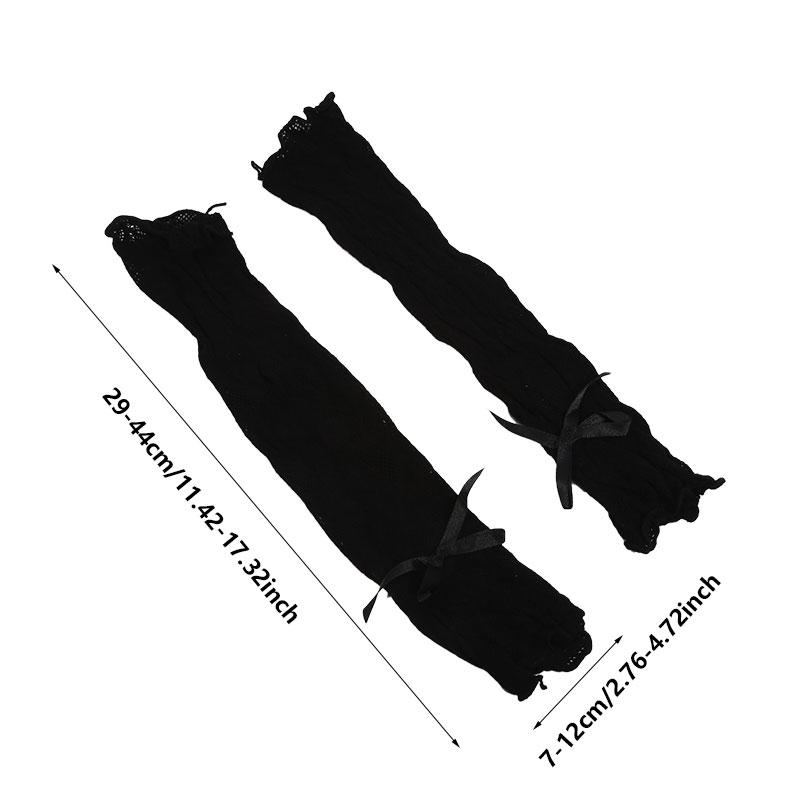 Lace Ruffle Lolita Lace Gloves Black White Bowknot Strapping Arm Warmers Japanese UV Protection Mittens Cosplay Accessories