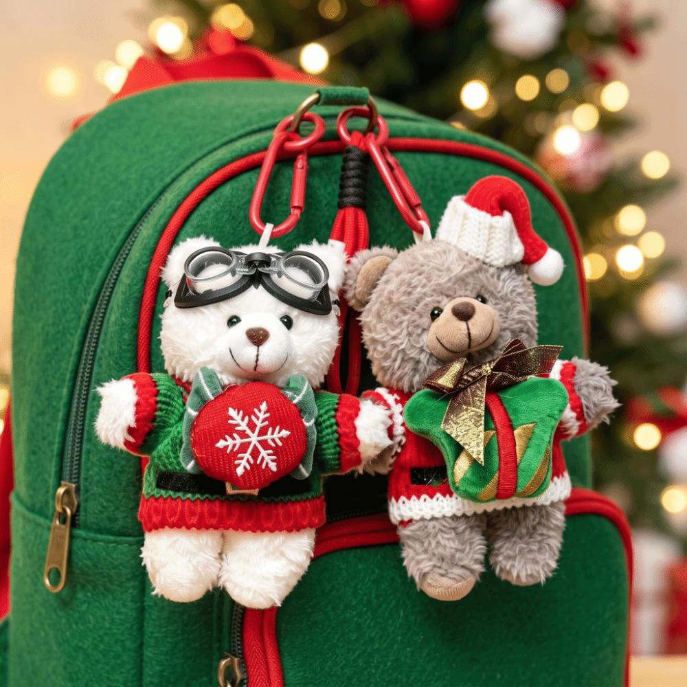 Soft Goggles Bear Keychain Holiday Clothes Xmas Bag Charm Christmas Plush Pendant Couples Keepsake