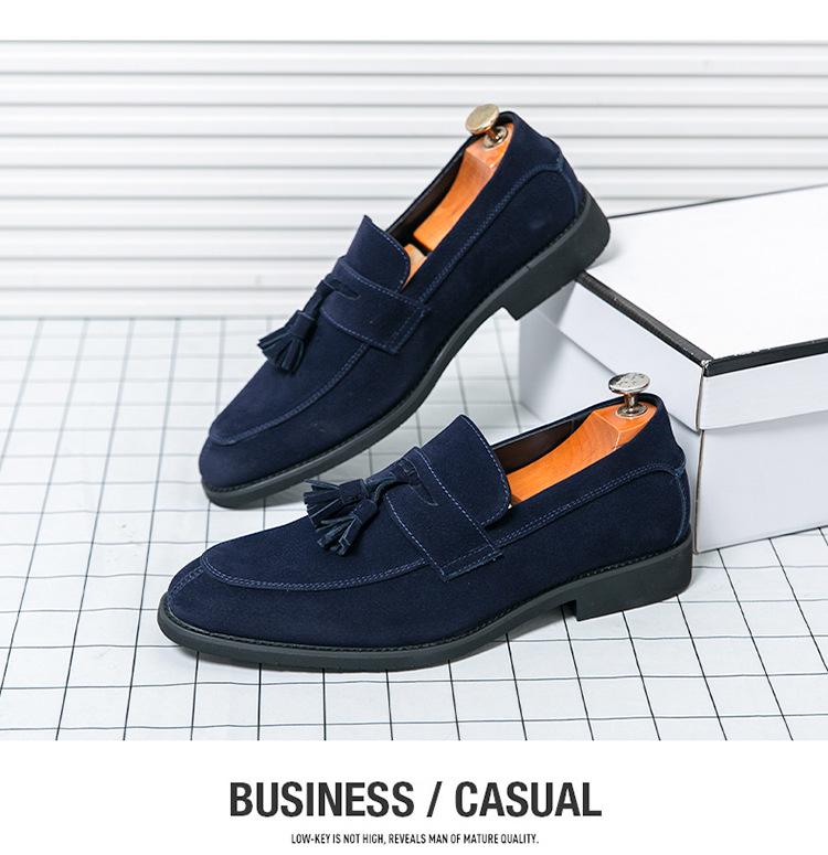 Мужские лоферы с кисточками из матовой кожи больших размеров: Деловые повседневные туфли с острым носком