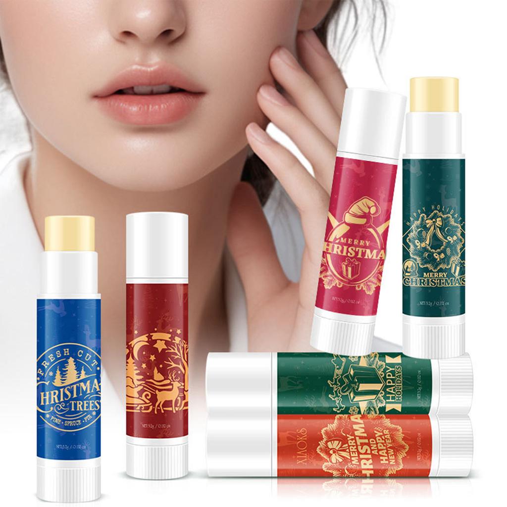 Рождественский подарочный набор бальзамов для губ, 3 фруктовых аромата, увлажняющий бальзам для сухих потрескавшихся губ, в изысканной упаковке, подарок для ухода за губами для женщин и мужчин.