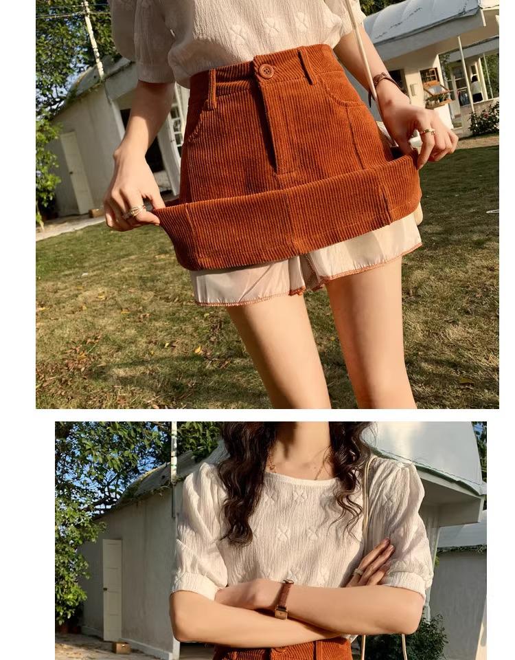 High-Waisted Corduroy A-Line Bodycon Skirt - Women's 2024 Autumn/Winter Fashion