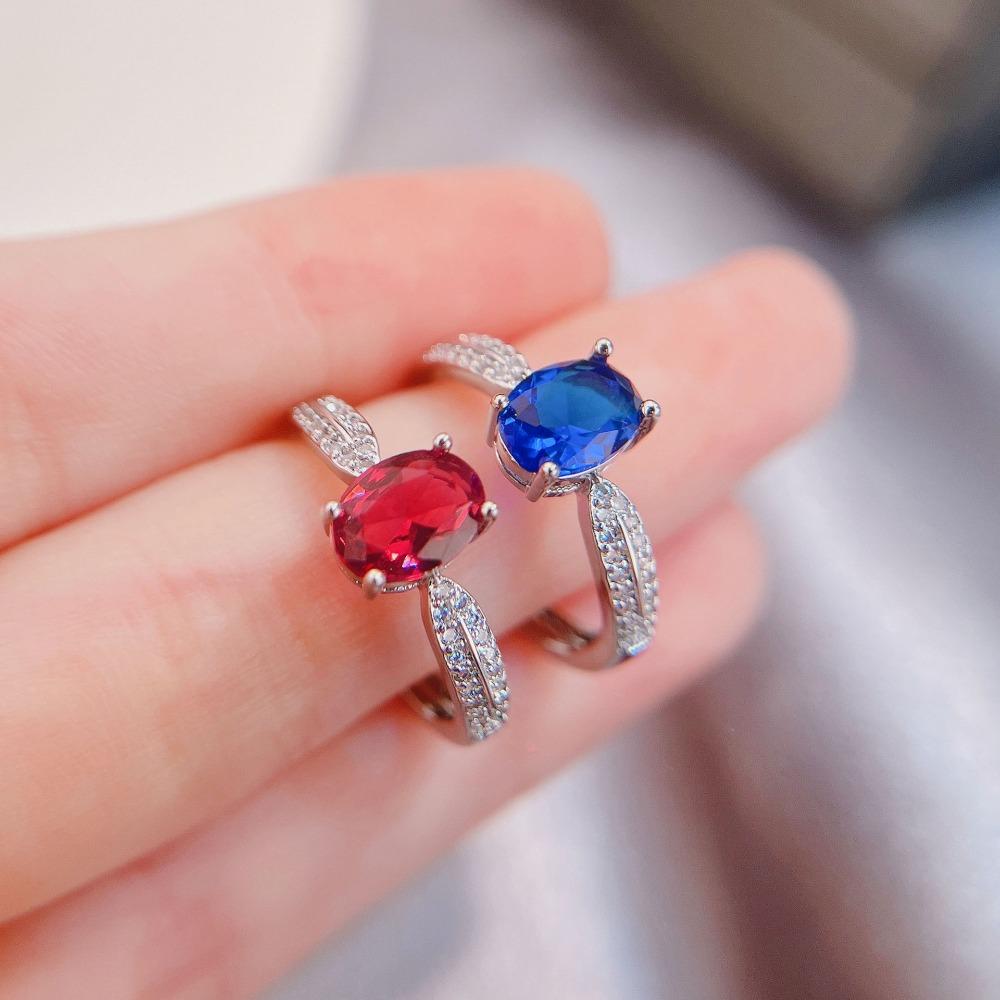 Open Ring London Blue Topaz Pink Tourmaline Gemstone Queen Star Light Adjustable Fashion Jewelry