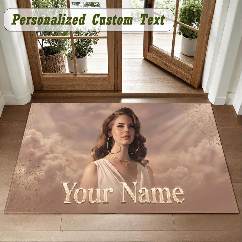 Crystal Velvet Square Rug Custom NameLana Del Rey Pattern Non Slip Home Floor Decor Rug