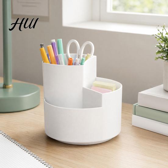 Multi-compartment Pen Holder 360 Degree Rotating Holder, Large Capacity Office Desk Organizer Desktop for School Home Storage Makeup Brush