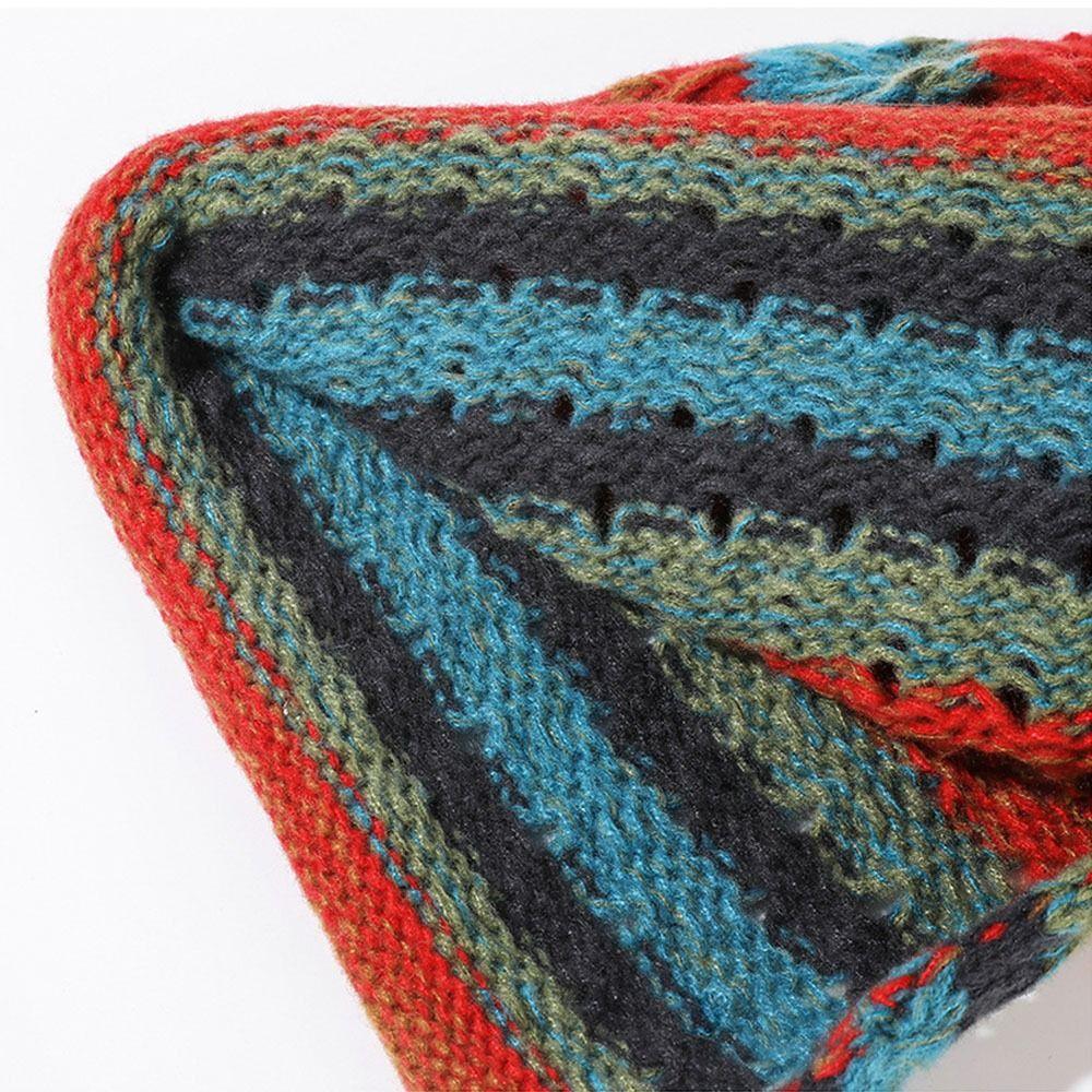 Красочная шапка-бини с кисточкой и защитой ушей, милая вязаная шапка