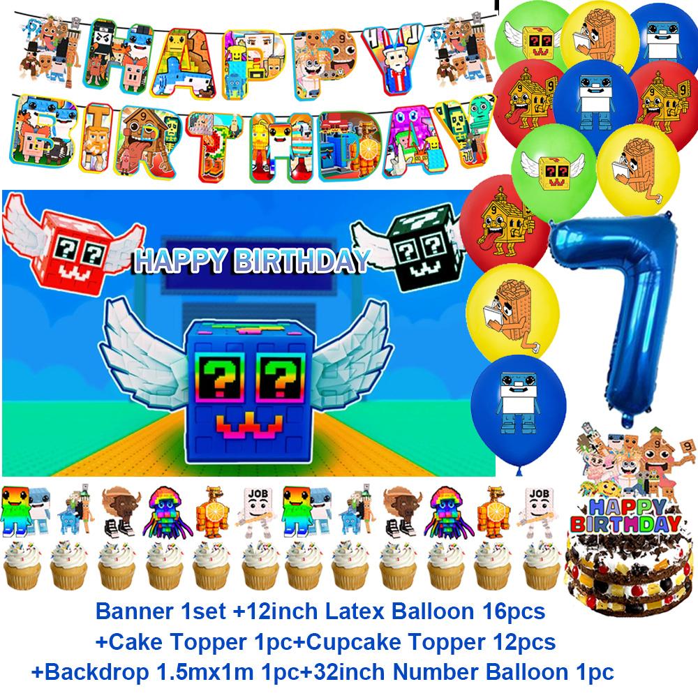 Steal n Catch The Brainrot Birthday Party Decorations Number Balloon Cake Topper Popular Game Background Party Supplies Kid Gift