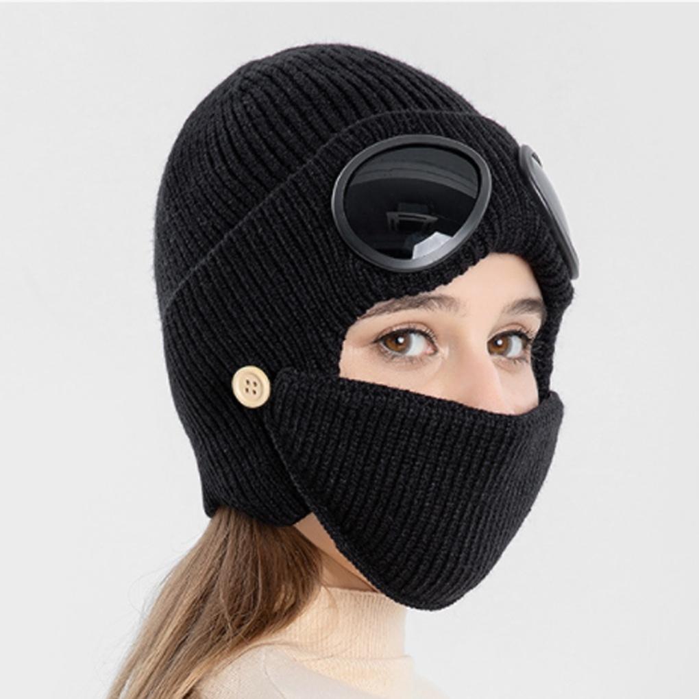 Унисекс маска, очки, шапка-бини, теплая зимняя вязаная одежда для холодной погоды