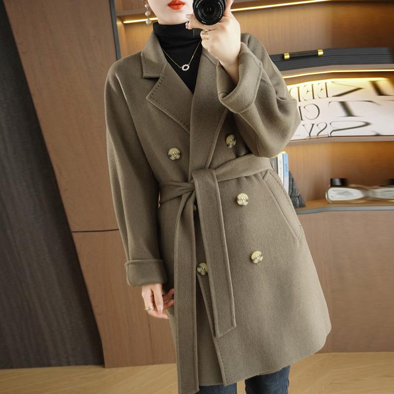 Женское пальто из 100% шерсти TIDENOVEL Осеннее шерстяное длинное пальто Ручной работы Пальто-бушлат Зимняя теплая шерстяная длинная куртка Пальто