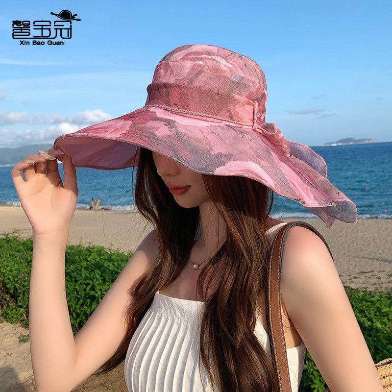 8453 New Sunscreen Hat Sun-Shade Fisherman Hat Fashion Breathable Spring and Summer Middle-Aged Women's Big Brim Sun Hat
