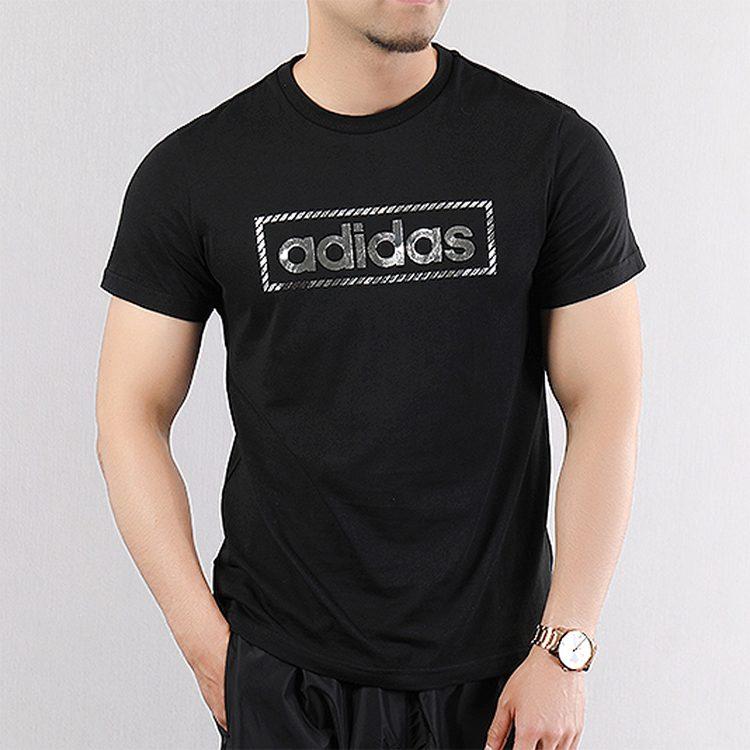 adidas Футболки Мужские Черные С Круглым Вырезом Умеренный Прямой Крой DY8721