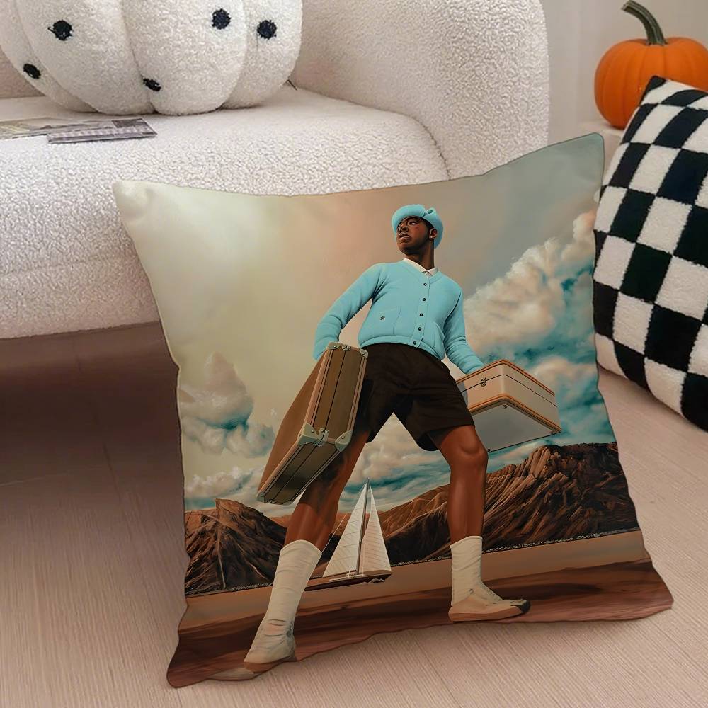 Т-Тайлер Креатор Рэпер Наволочка Наволочка против пылевых клещей Невидимая молния Шелковистый короткий плюш Чехол на подушку для дивана