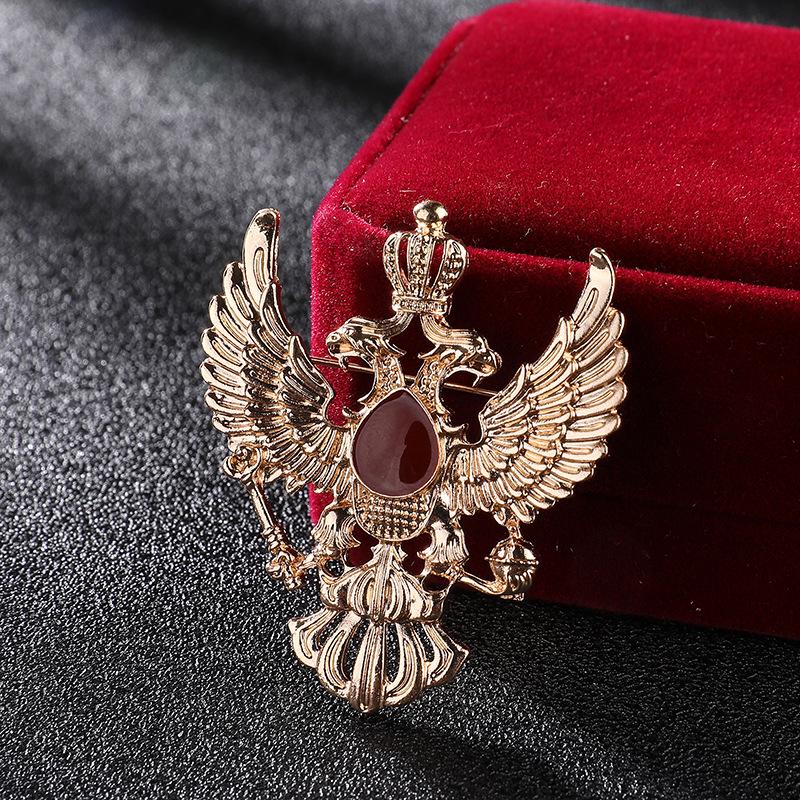 Винтажная брошь-эмблема двуглавого орла, европейско-американский панк-стиль, булавка в виде короны и ключа