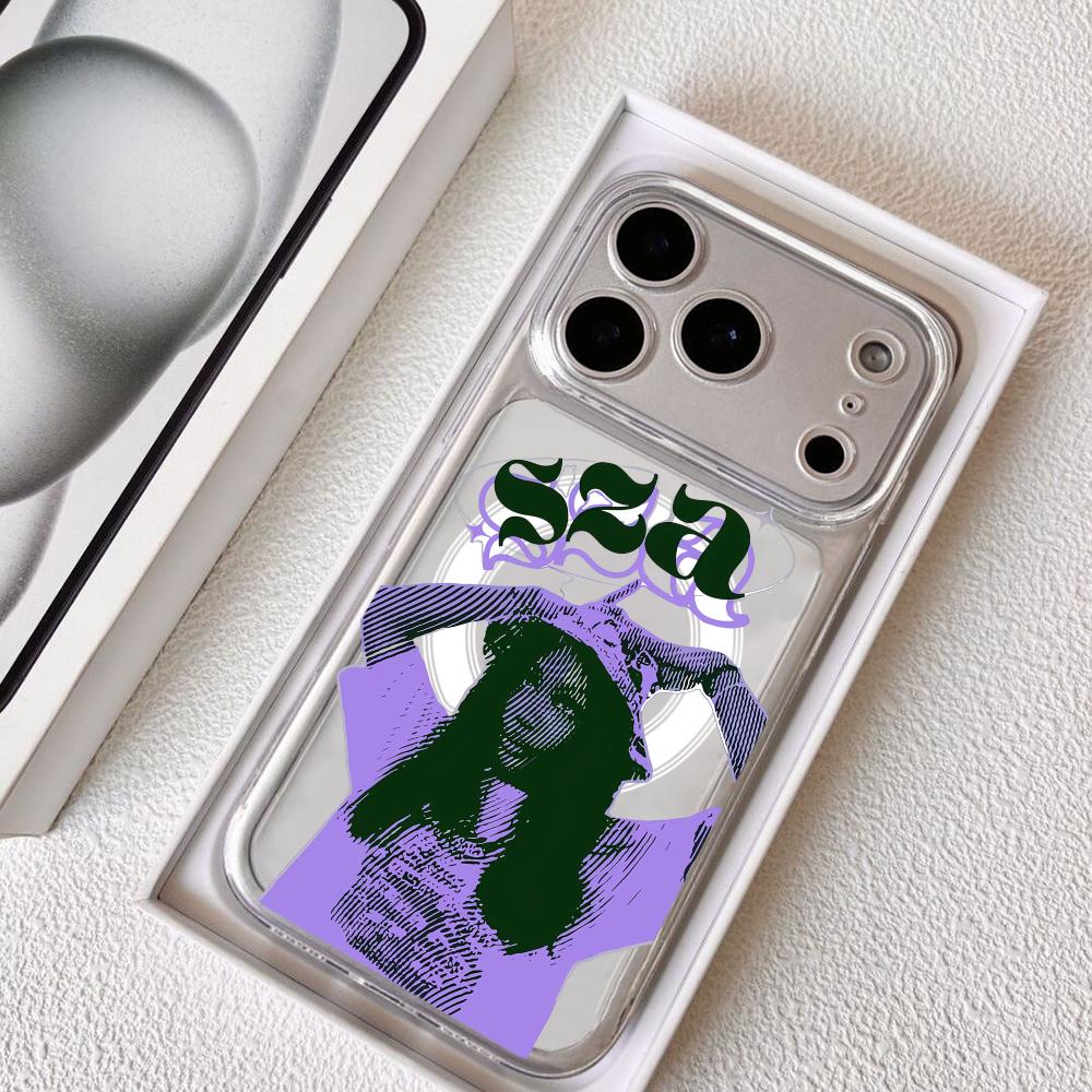 Чехол для телефона Saturn Singer S-SZA для iPhone 17 16 15 14 13 12 Pro Max Plus с магнитным прозрачным чехлом Беспроводная зарядка