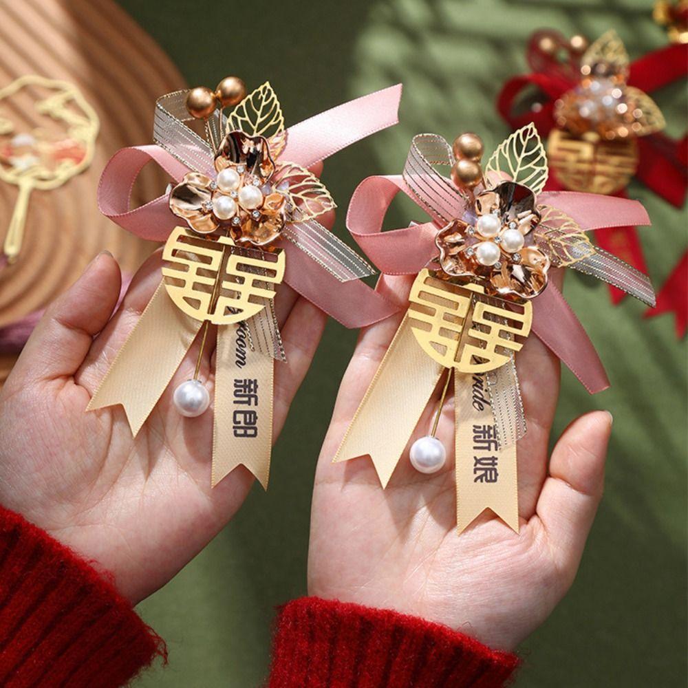 Decorative Parents Bridesmaid Wedding Corsage Chinese Style Corsage Groom Brooch Bride Brooch