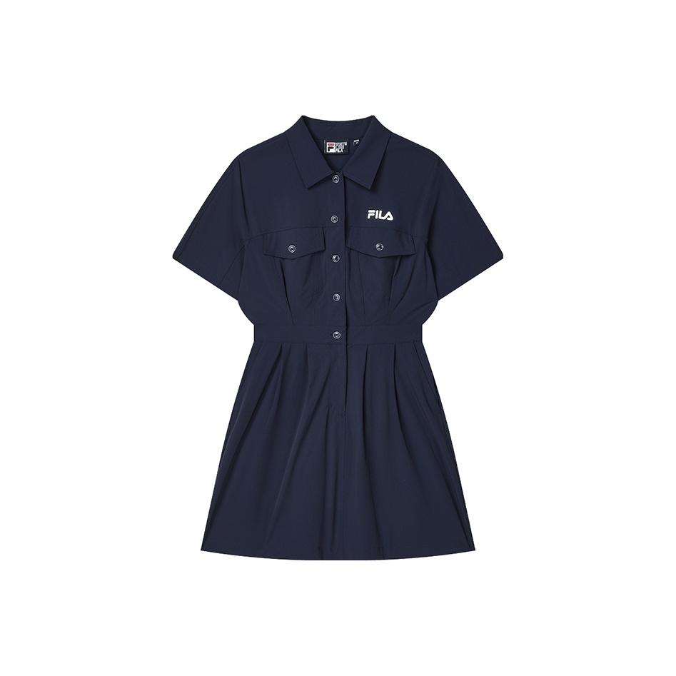 Fila Оригинальная серия Модное Удобное Свободное Плетеное Дышащее Платье с Коротким Рукавом Женские платья F11W429302FDB