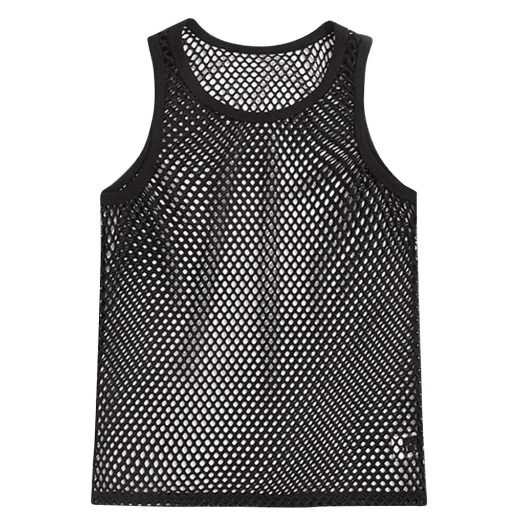 Men's Fashion Muscle Pullover Loose Hollow Eye-catching Mesh Shirt Casual Sexy Men's Vest