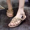 2024 Gladiator Platform Sandals Retro Oxford Handmade Beach Shoes Rome Cross-tied Comfortable Non-slip Low Heels Sandals Women