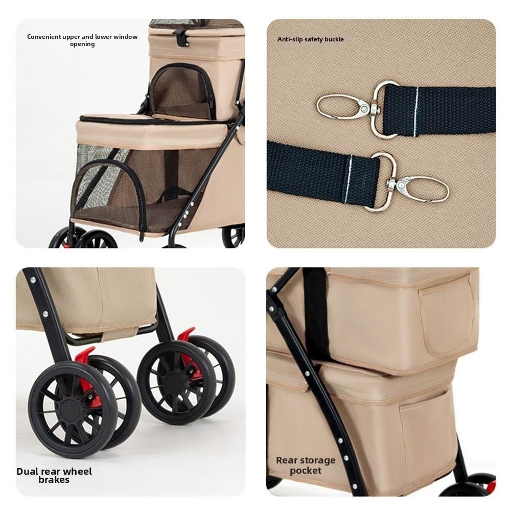 with 2 Carriages Double Pet Stroller Cup Holder Dog Stroller Multi-Pet Families