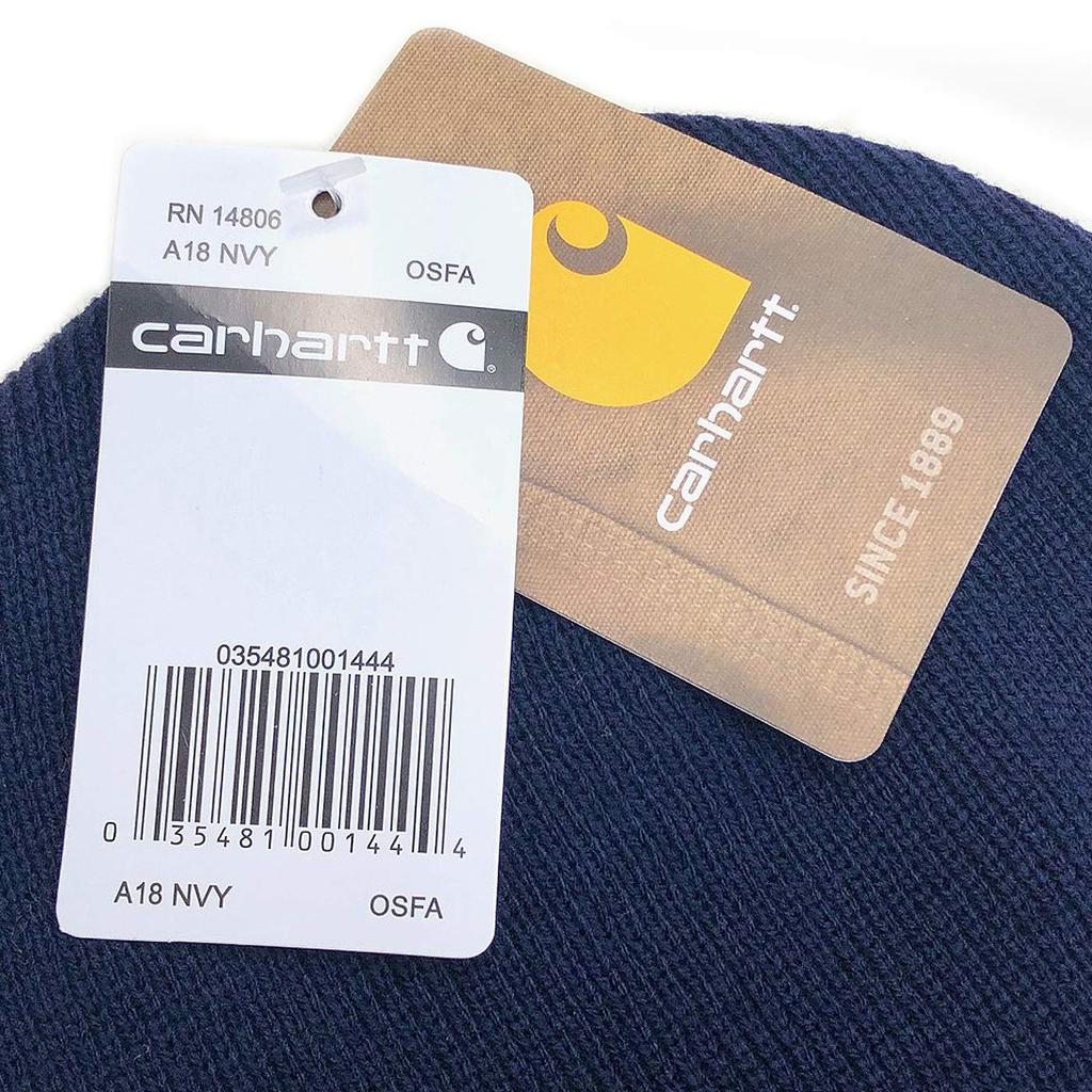 Carhartt Акриловая шапка-бини KNIT CAP 18 Однотонная вязаная шапка (военно-морской флот) - Цвета, Колпачок,