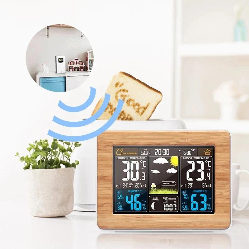 Wireless Weather Station Air Pressure Electronic Forecast Indoor Outdoor Sensor Thermometer Hygrometer Digital Alarm Clock