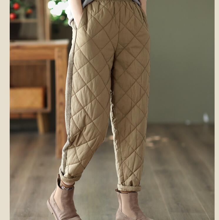 Сэндвич-хлопок утолщение литературный ретро женские зимние хлопковые брюки эластичный пояс завязывающиеся на шнурок брюки-шаровары теплые брюки