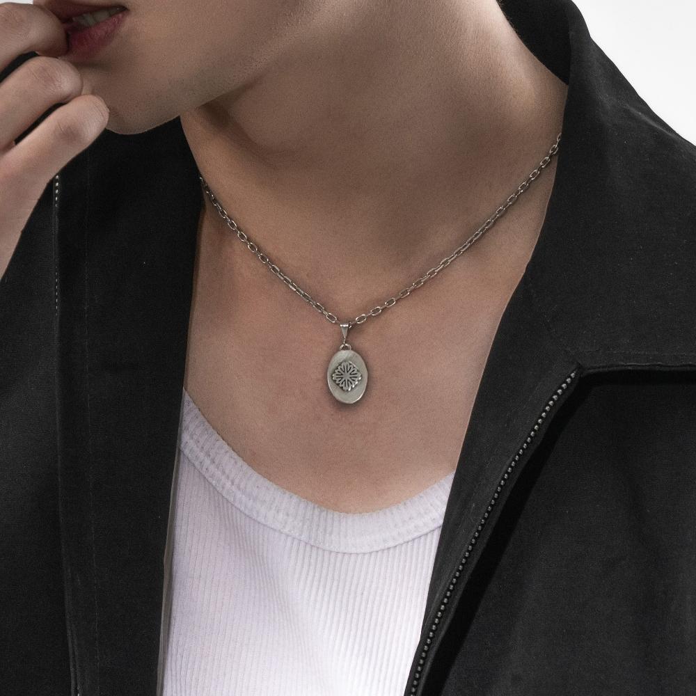 Oesalang 925 Silver White Mother-Of-Pearl Clover Necklace
