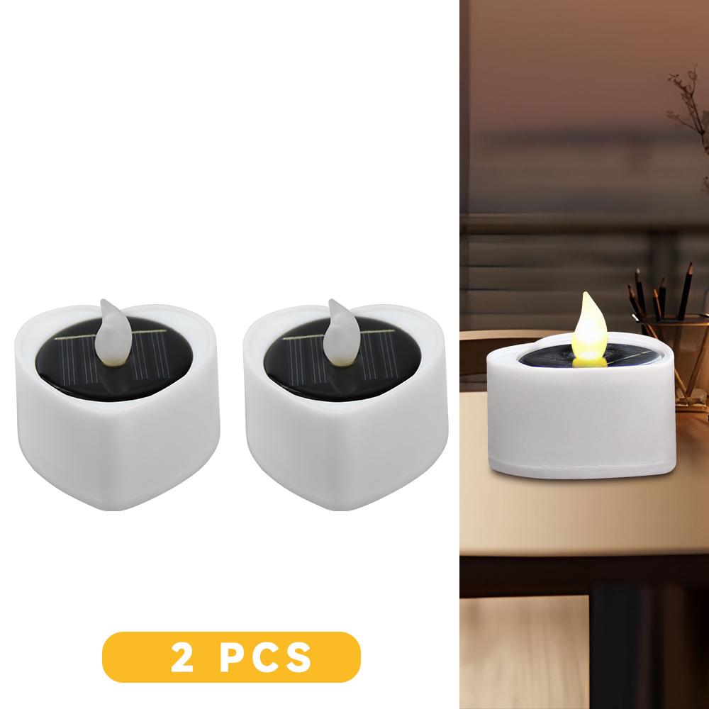 Solar Candle Light Flameless Solar Tea Light Festive Lamp Warm White Terrace Lamp Romantic Decorations for Valentine's Day