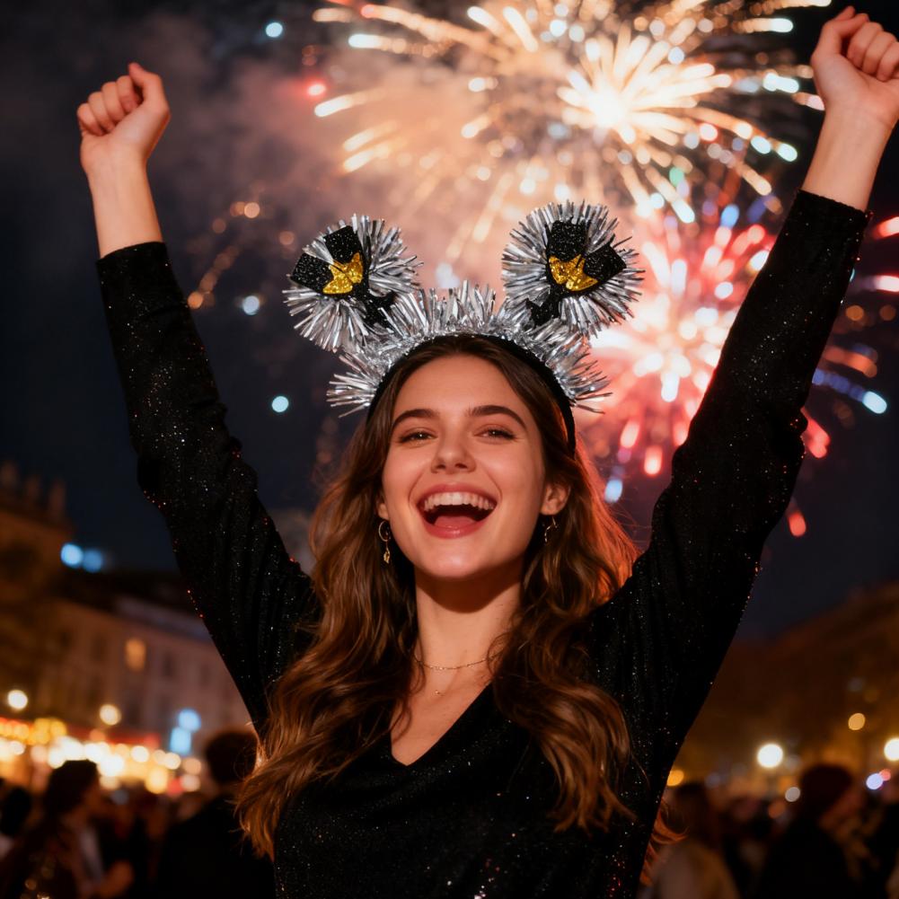 Number-shaped Logo Headband 2026 Logo Hairband 2026 New Year Headband with Glitter Letters Tinsel Hairband Wine for Countdown