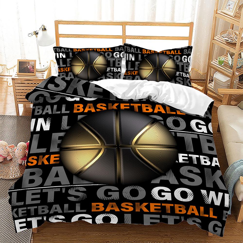 Комплект постельного белья для баскетбола с цифровой печатью высокой четкости, спортивный пододеяльник, наволочка, 2/3 шт., DE135 * 200, полноразмерный пододеяльник для мальчиков и мужчин