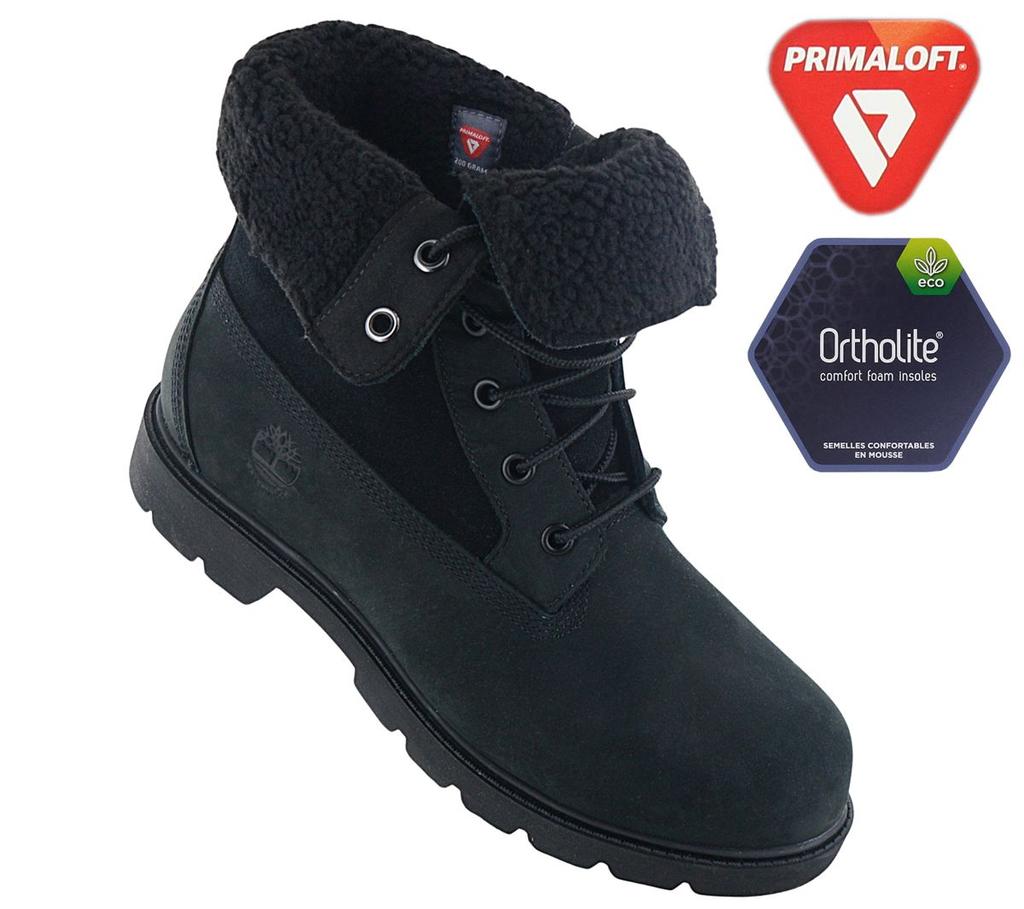 Timberland Linden Woods WP Fleece Boots — женские зимние ботинки на кожаной подкладке черного цвета ORIGINAL Shoes