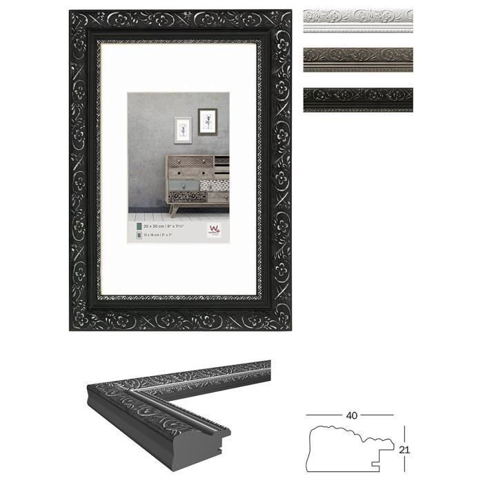 Cadre photo 30 x 40 cm bois barock noir