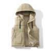 Autumn Winter Outdoors Vests Men's Cotton-Padded Warm Hooded Waistcoat Men