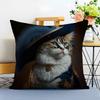 Renaissance Royal Cat Funny Cushion Cover Washable Linen Pillowcase Soft  for Sofa Bed Cozy Home Room Decor
