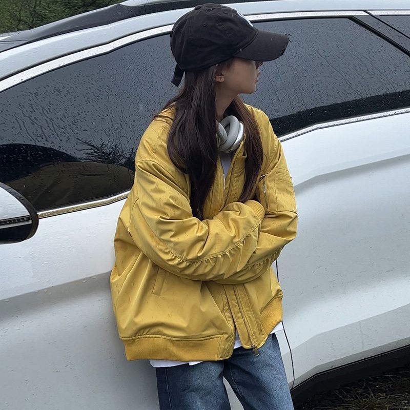 Women's Winter Baseball Jacket with Cotton Padding and Oversize Fit