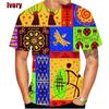 Summer Hot Sale 3D Print Africa T Shirt For Men Plus Size Short-sleeved Round Neck Men's Tee Tops Streetwear