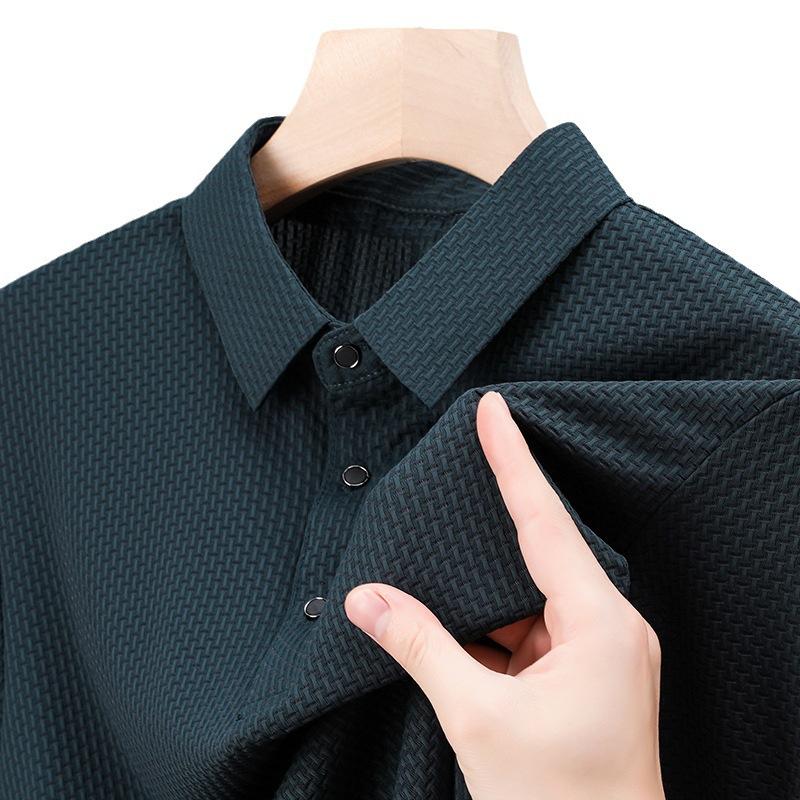 Мужская рубашка поло, летняя свободная хлопковая рубашка поло с коротким рукавом и вышивкой в ​​полоску