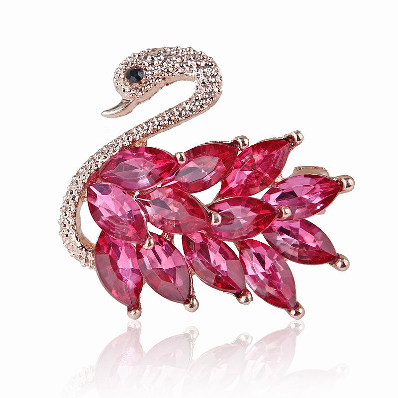 Fashion Cute Alloy Crystal Swan Brooch Pin Brooch Clothing Accessories Brooch Men's and Women's