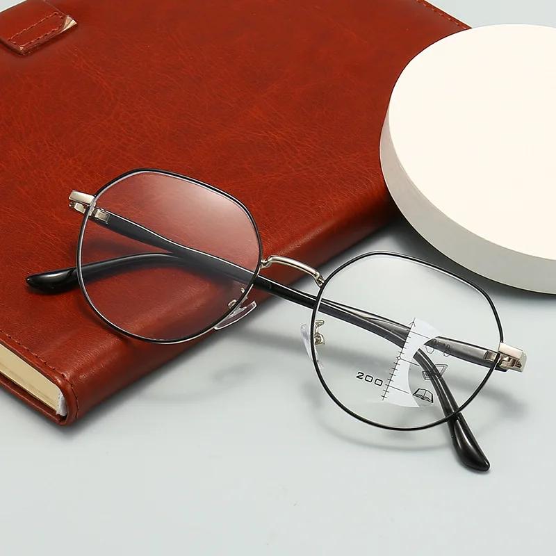 Модные прогрессивные очки для чтения, анти-синий свет, мультифокальные женские очки для пресбиопии +1,0 до +4,0, очки для близи и дали