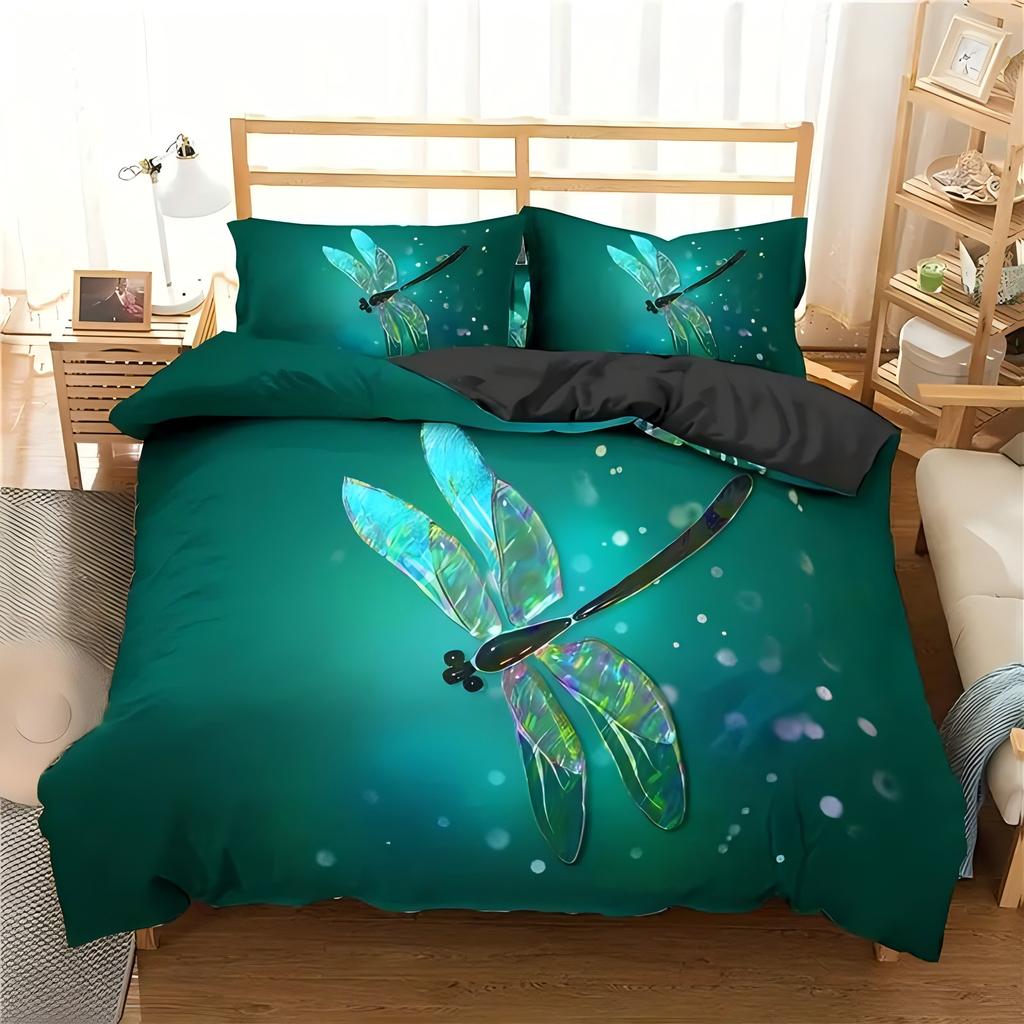 Dragonfly 3D Print Duvet Cover Polyester Comforter Cover Watercolour Style For Kids Teens Adult Animal Theme Bedding Sets