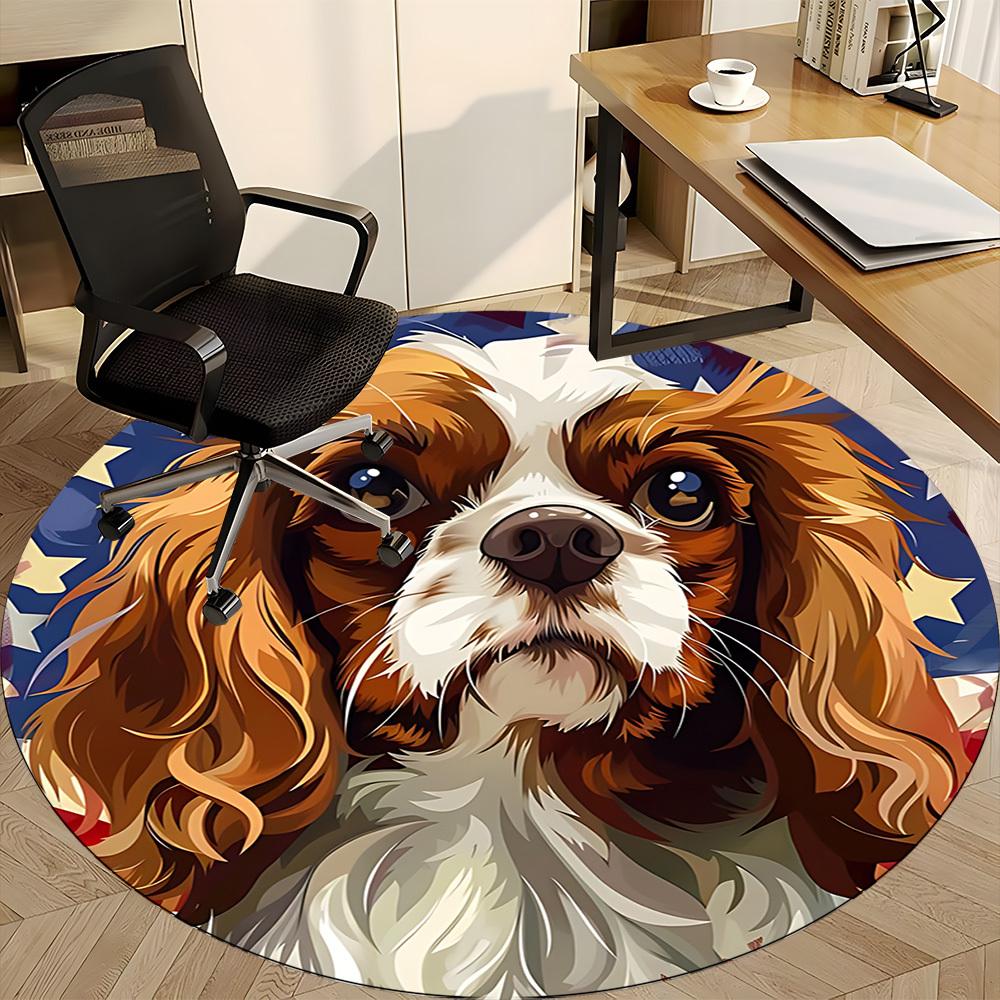 1PC Dog Stars Office Round Area Rug, Mat Suitable For Office, Under Office Chairs Bedroom Living Room Home Decor, Room Deco