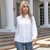 Women's Fashion Long Sleeve Button Up Shirt Solid Spring Red White Top for Women